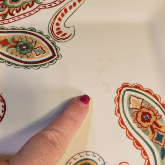 2 Multi Paisley Square Salad Plates Tabletops Gallery 8.25" - Picture 6 of 8